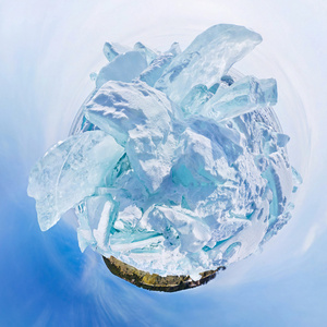 蓝色冰山包贝加尔湖立体全景