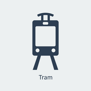 电车的图标。剪影矢量图标