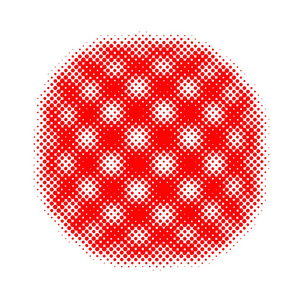 红色抽象半色调圆。矢量图