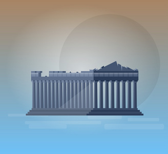 帕台农神庙希腊插图矢量的平面设计