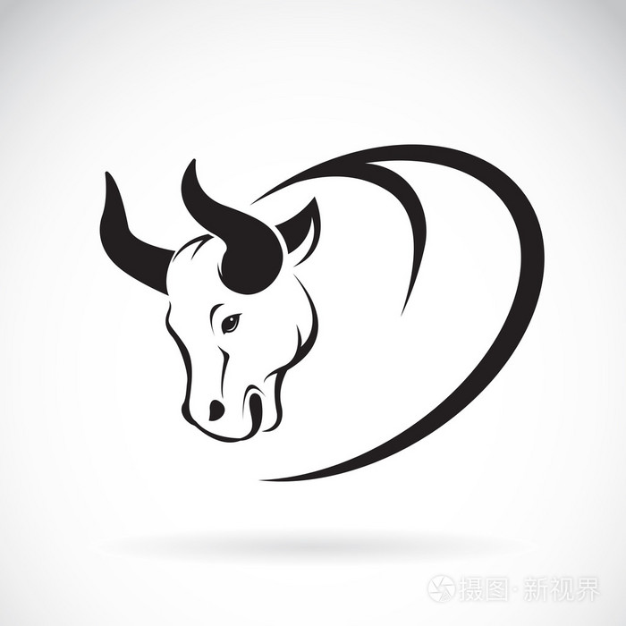 矢量图像的白色背景上牛头的设计