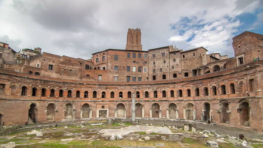 Trajan 的市场 timelapse hyperlapse Mercati Traianei 的全景视图通过工会所在地 