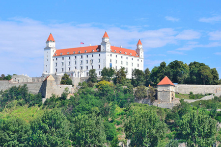 斯洛伐克布拉迪斯拉发。布拉迪斯拉发城堡的看法在一个晴朗的夏天天