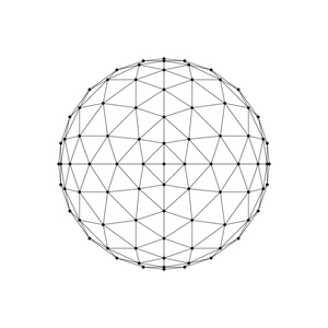 3d 的八面体线框网格球体。网络线，平视显示器设计领域。矢量图 Eps10