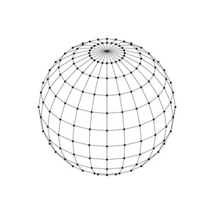 线框 3d 网格多边形球体。网络线，平视显示器设计领域。矢量图 Eps10