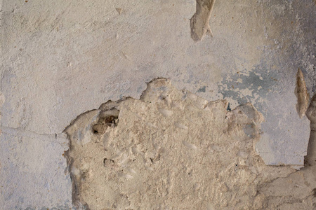 旧的破碎石膏在墙壁纹理与裂纹背景
