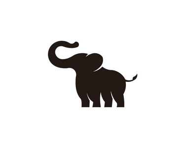 非洲大象在白色背景上的黑色剪影