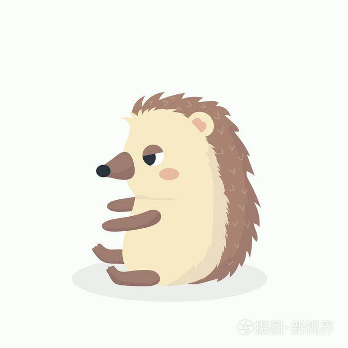 可爱的豪猪卡通矢量插图在柔和的背景