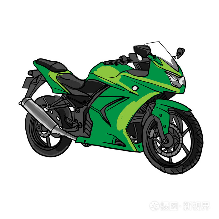 矢量卡通摩托车