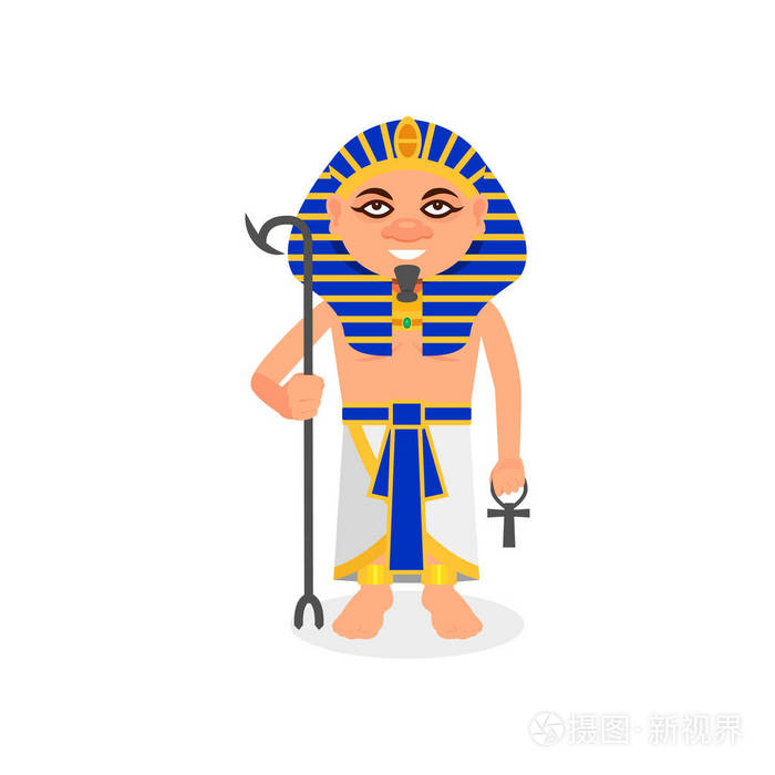 埃及法老与权杖和安科十字架.古埃及统治者.