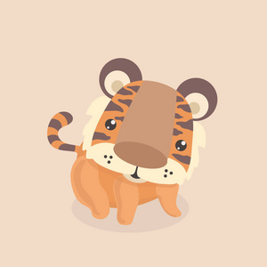 可爱的小老虎在柔和的背景