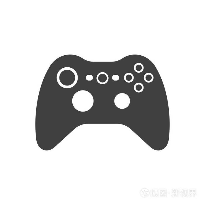 视频游戏操纵杆图标.黑色剪影.在白色背景上被隔离