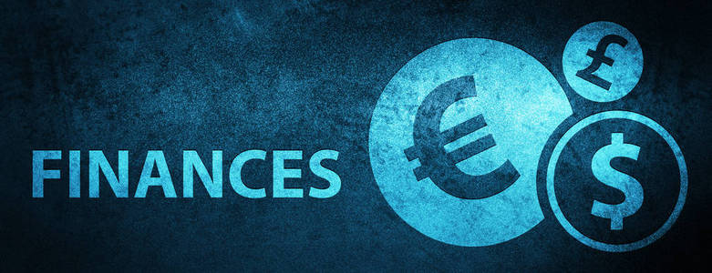 金融欧元符号孤立在特殊的蓝色横幅背景上