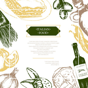 意大利食品颜色手绘制复合传单