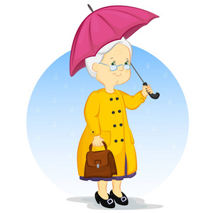 一名老妇撑一把伞