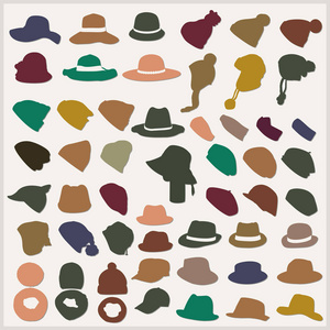 一组不同颜色深浅的帽子