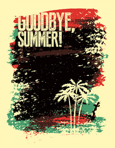 夏季排版 grunge 复古海报设计。矢量图
