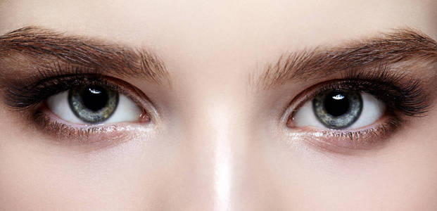 女性的眼睛区和眉毛一天化妆图片