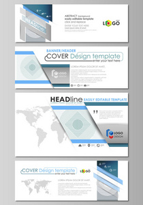 社会媒体和电子邮件标头集，现代的横幅。抽象设计模板，矢量中常用的尺寸的布局。与线条的简约背景。灰色的几何形状，简单模式