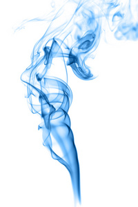 抽象蓝烟在白色背景上