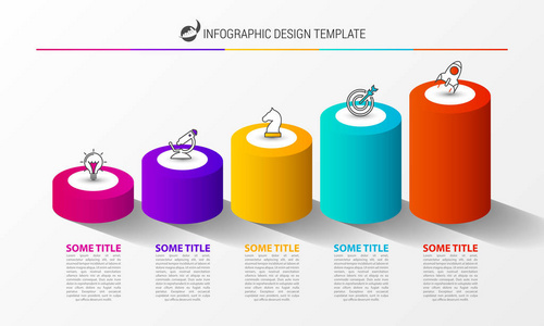 图表设计模板。有5步的创意概念。可用于工作流布局图表横幅网页设计。矢量插图
