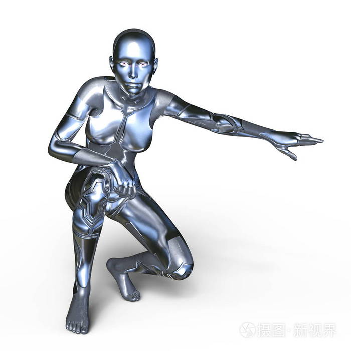 3d cg 渲染的女机器人