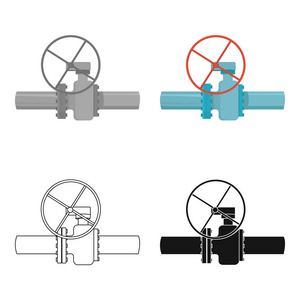 石油管阀中孤立的白色背景上的卡通风格的图标。石油工业象征股票矢量图