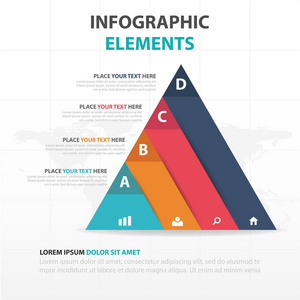 抽象多彩三角业务信息图表元素，演示文稿模板平面设计矢量图的网页设计营销广告