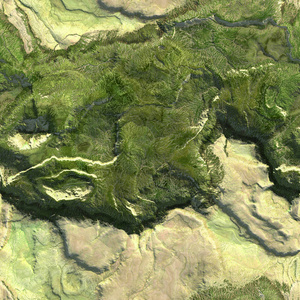 从空中鸟瞰山的平面无缝纹理背景。3d 插图