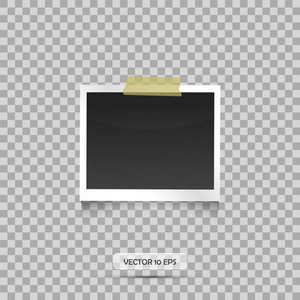 空白的相框挂在鸭磁带上。透明背景。复古怀旧风格。为您的文本或图片的空地方。矢量