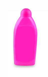 与家用化学品在白色背景上的粉红色塑料瓶
