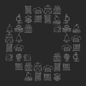 黑板上的学校和教育矢量图标