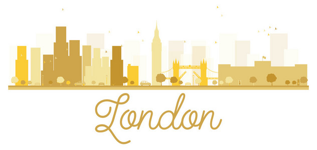 伦敦城市天际线金色剪影