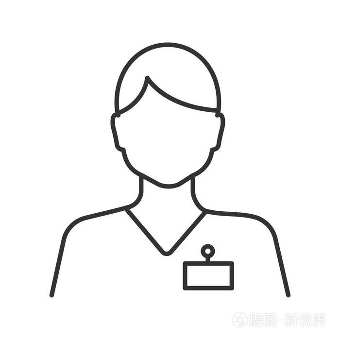 秘书, 经理.管理.细线插图.轮廓符号.