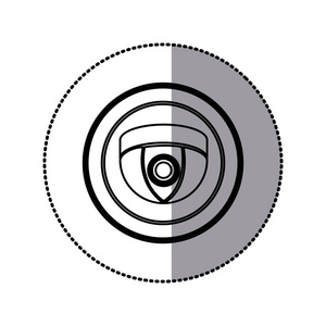 贴纸单色轮廓的形状圆顶圆形框架中视频摄像头
