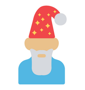 一个老人头像在圣诞老人胡子和圣诞老人盖帽
