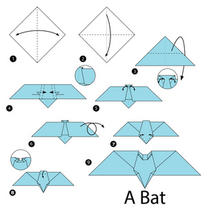 一步一步的说明如何使折纸蝙蝠