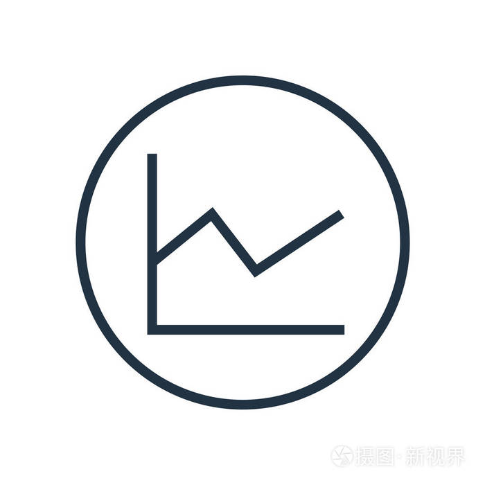 在白色背景上隔离折线图图标向量 折线图透明符号