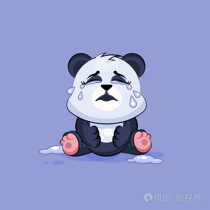 图示孤立表情符号卡通熊猫哭号
