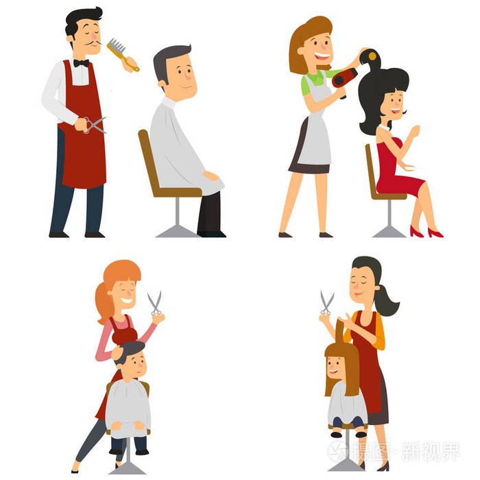 理发师剪我的头发,把客户