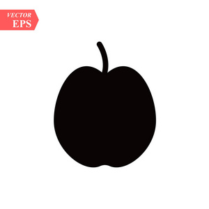 苹果图标黑色剪影风格。向量例证与苹果被隔绝在白色背景。用于 web eps10 的黑色剪影水果对象