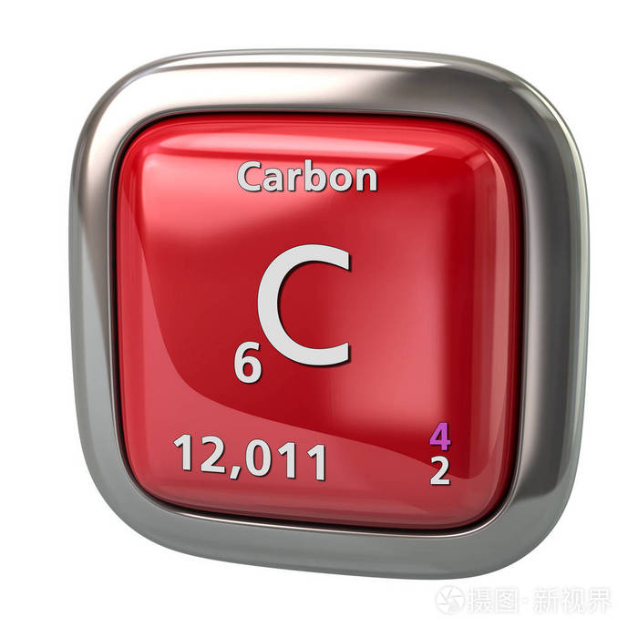 碳c 化学元素从周期性表红色图标3d 白色背景插图