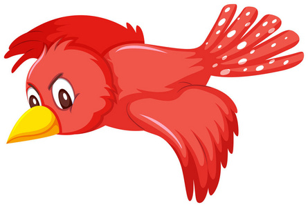 一只可爱的红鸟飞翔插画