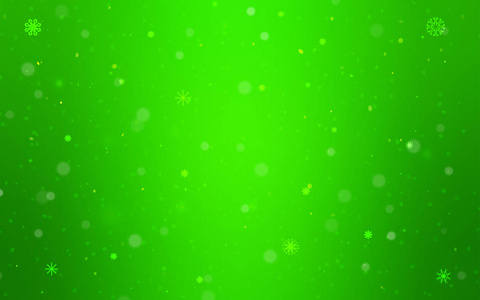 浅绿色矢量布局与明亮的雪花。雪在模糊的抽象背景与梯度。该模式可用于年度新网站
