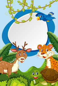 大自然中的野生动物框架插图
