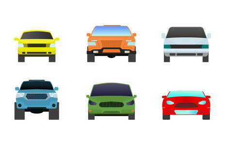 汽车车辆运输类型设计旅行种族模型标志技术风格和通用汽车的当代孩子玩具平面矢量插图孤立的图标