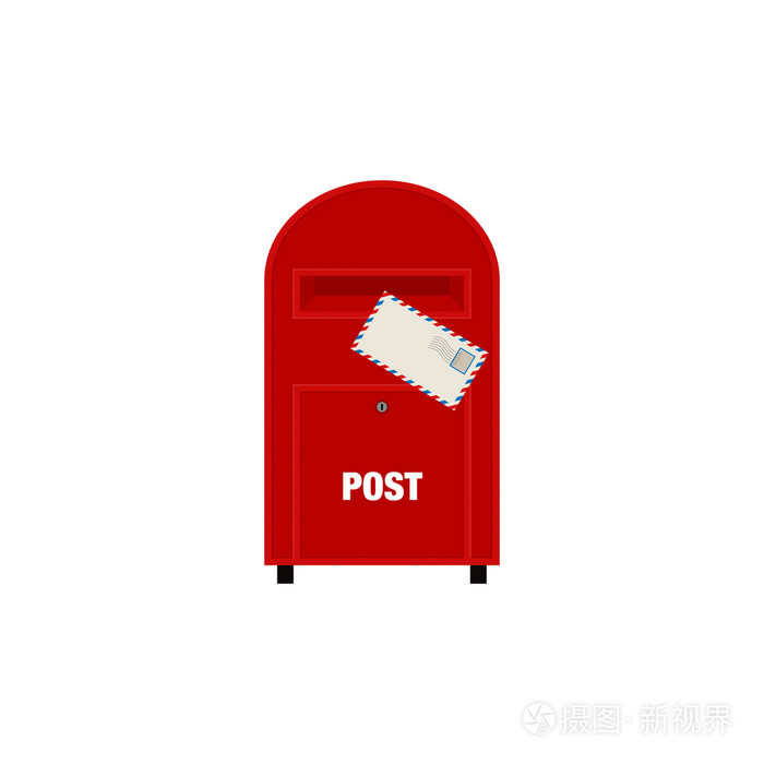 孤立在白色背景上的红色邮件邮政信箱矢量图插画-正版商用图片0rgptp