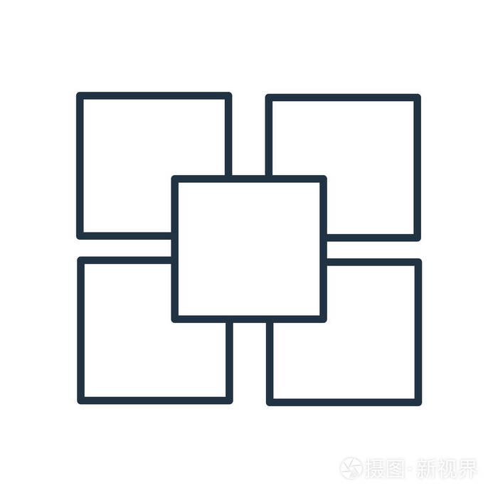 四方块图标矢量在白色背景上隔离, 四方块透明符号