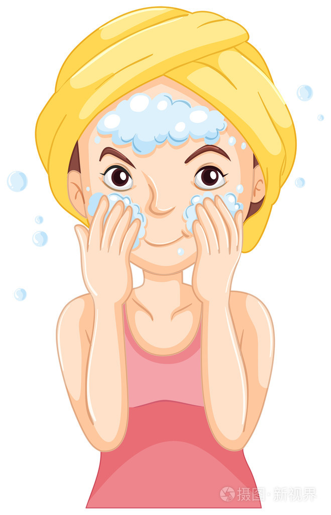 女人洗脸用泡沫插画-正版商用图片0rh5cf-摄图新视界