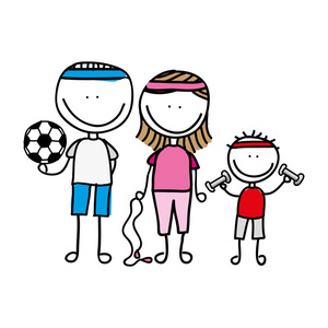 快乐家庭体育绘图的孤立的图标设计